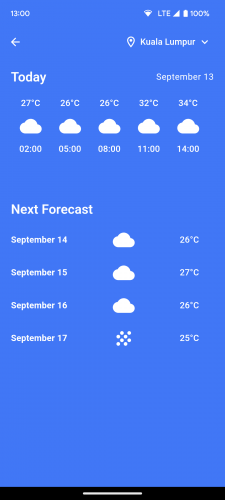 Weather forecast screen