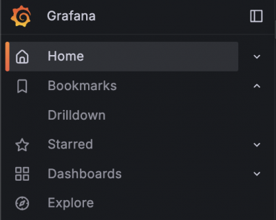 Grafana Home Menu