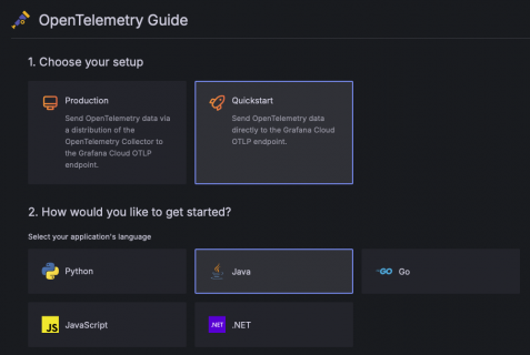 OpenTelemetry Setup page