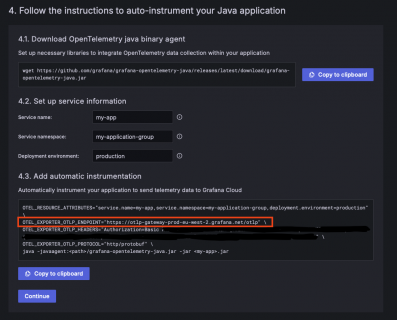 Copy the stack URL, and generated Token