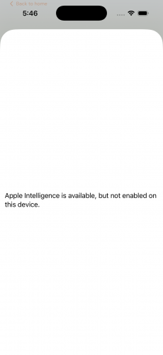 Schema Set to 'Apple Intelligence Not Enabled